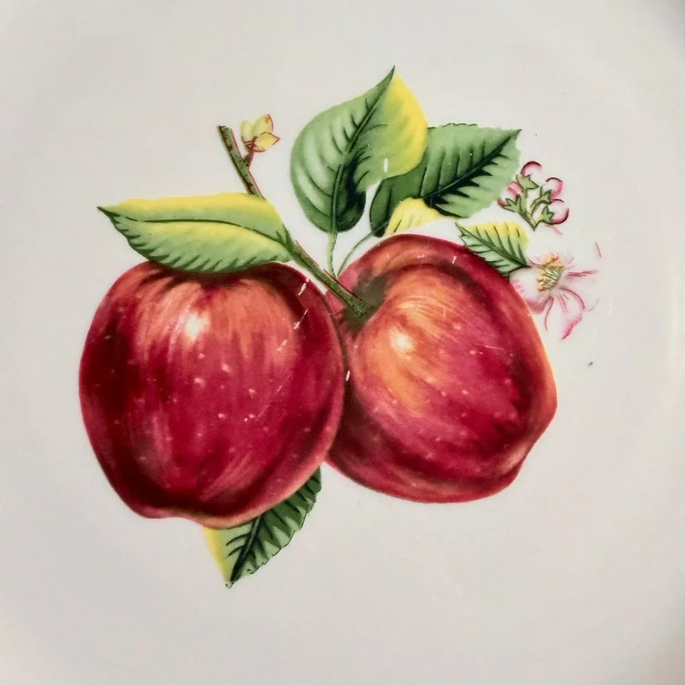 4 VTG Apple Dinner Plates 10.5